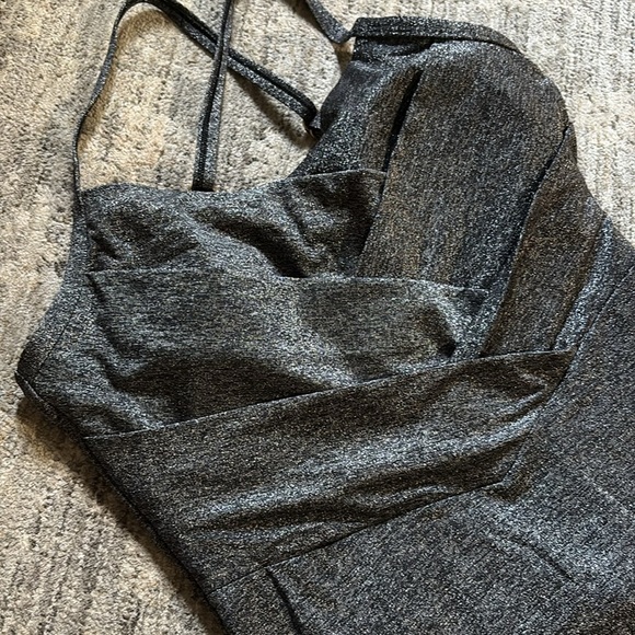 Lands' End Metallic Black and silver one piece Swimsuit - size 12 - new - Picture 2 of 7